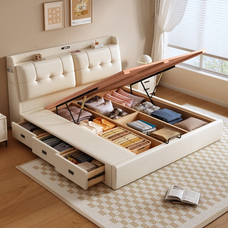 

Master bedroom soft bag backrest 1.8 meters double storage positive air pressure three high box storage wedding1.5