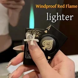 2024 New Creative Metal Jet Torch Green Flame Poker Lighter Windproof Playing Card Lighter for Men's Gift Cigarette Accessories