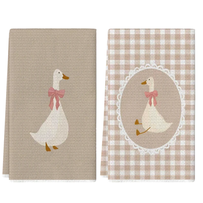 2Pcs, Cute Duck Kitchen Towels, 40Cm*60Cm Towel Set, Best Kitchen Towels, Super Absorbent Soft Cleaning Cloth, Cooking and Baking Tea Towel, Hand Towel, Cleaning Cloth, Dishcloth, Kitchen Decoration, Living Room Decorations, Kitchen Essentials, Home Essentials