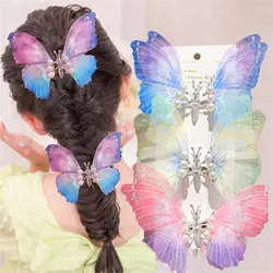 Colorful Gradient Butterfly Hair Clip Beautiful Adjustable Wings Hairpin For Girls Kids Sweet Hairgrip Barrette Hair Accessories