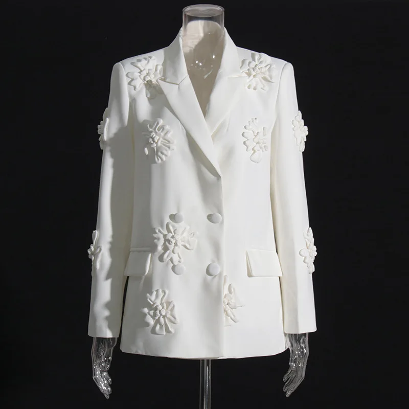 Fashionable Two-piece Suit Set, 2025 New Style, High-waisted Flared Trousers Three-dimensional Floral Pattern Women's Suit