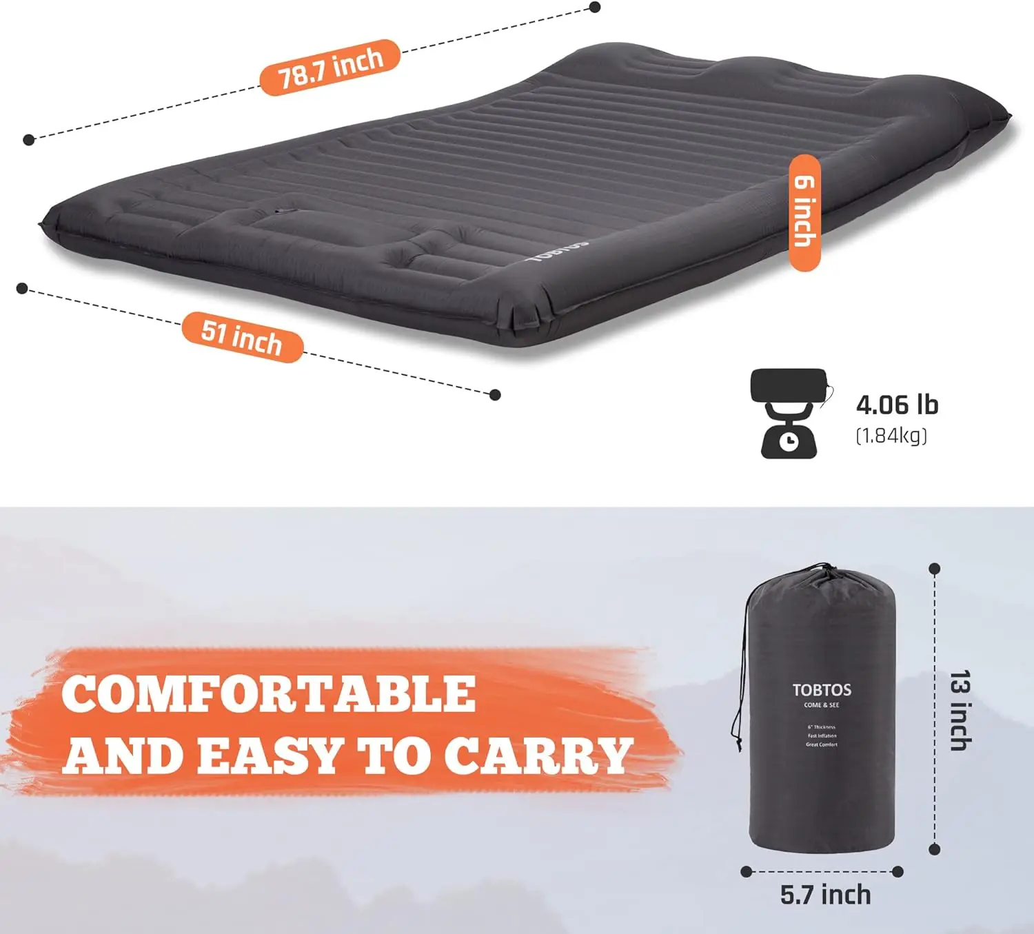 Double Sleeping Pad for Camping, Extra Thick 6