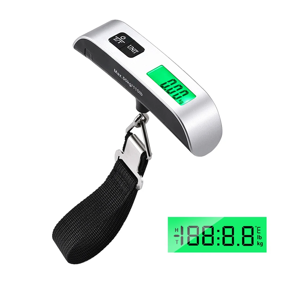 Portable Scale Digital LCD Display 110lb/50kg Electronic Luggage Hanging Suitcase Travel Weighs Baggage Bag Scale Weight Balance