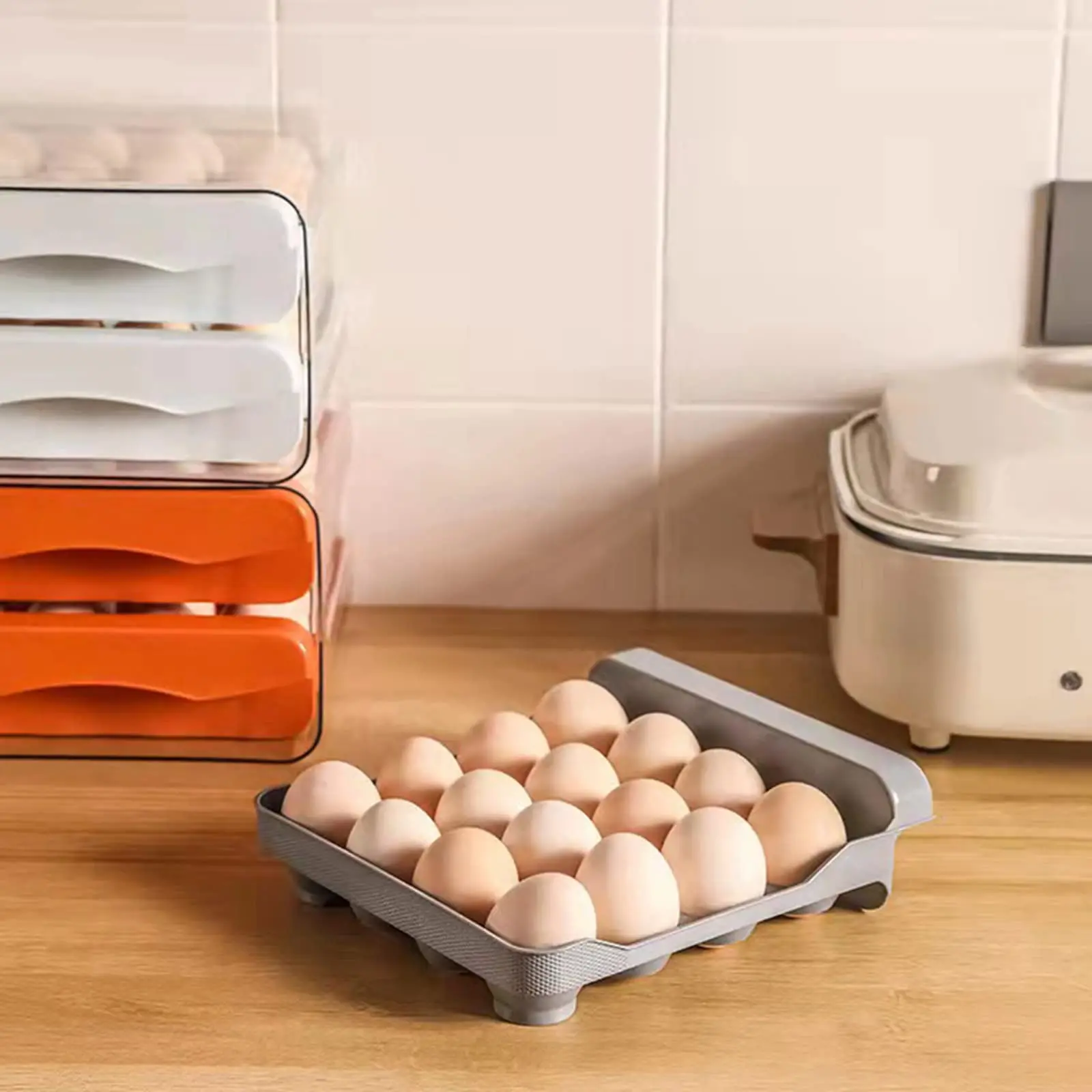 32 Grid Egg Storage Box Refrigerator Drawer Type Organize Egg Container Large Capacity Clear Plastic Egg Tray Holder