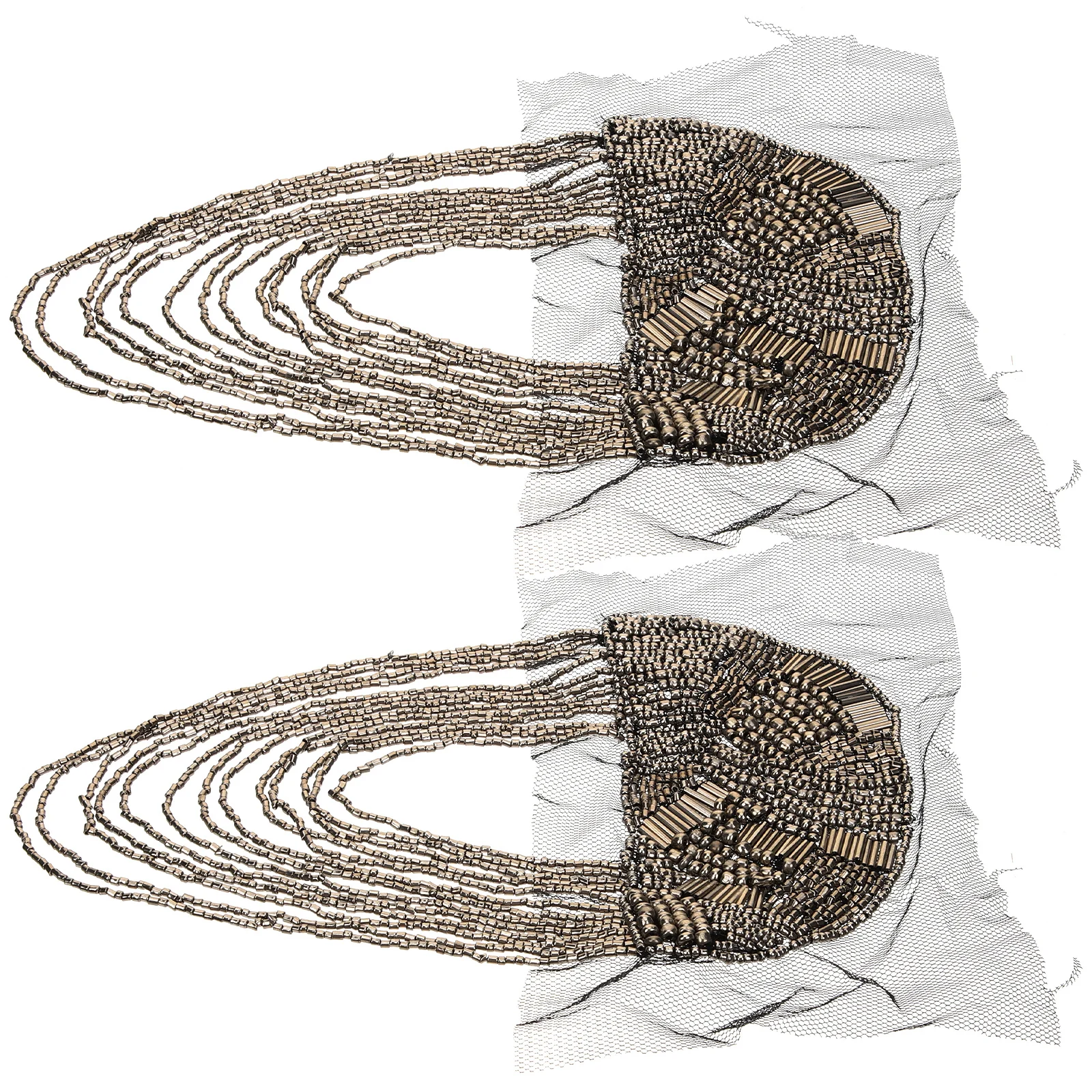 

2Pcs Tassel Epaulets Plastic Shoulder Accessories Costume Supplies Beaded Badge Retro Fringe Decorative Women Epaulettes