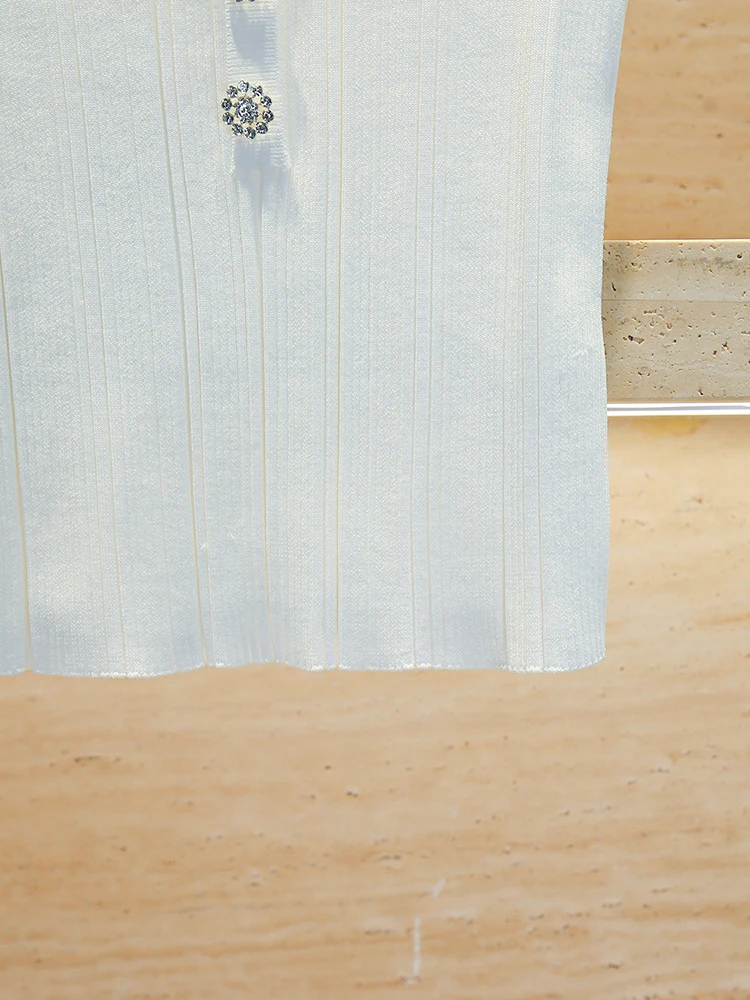 Funkelndes, mit Diamanten verziertes, schmal geschnittenes U-Ne-Strickwesten-Top für Damen, Sommer, Faion, High-End, lässig, Pendeln, Swe