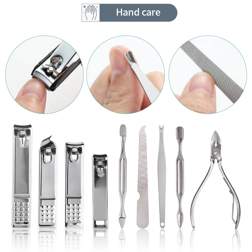 26 pçs conjunto de manicure profissional cortador de unhas kit pedicure ferramentas cuidados com as unhas para viagens aliciamento mulheres e homens cuidados aliciamento ferramentas