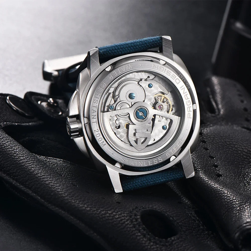 Pagani design masculino relógio mecânico de luxo vidro safira luminoso relógio automático 200m à prova dwaterproof água relógio aço inoxidável para