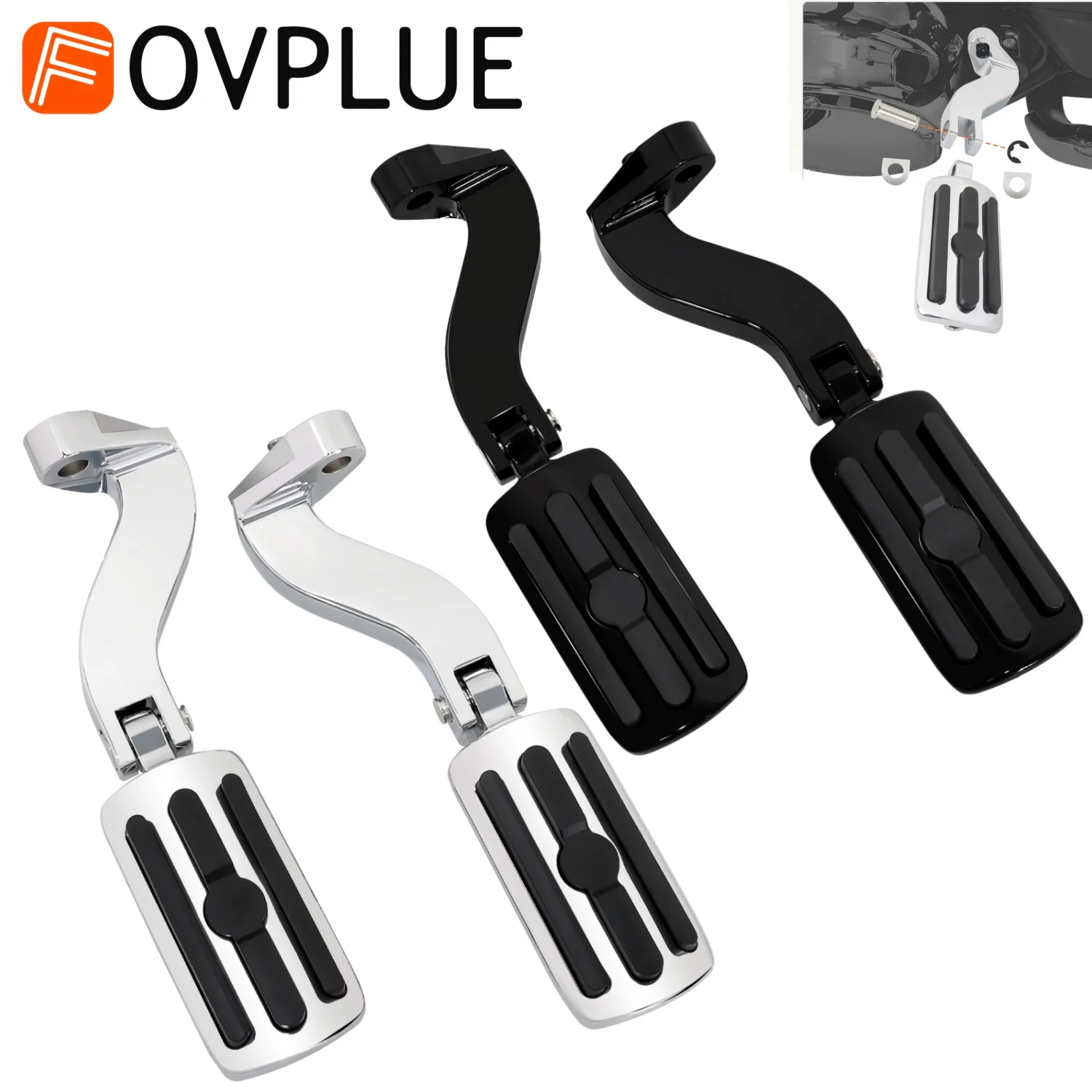 

Motorcycle Rear Passenger Foot Peg Footrest Mounting Kit For Harley Road King Touring CVO Electra Street Glide FLHT FLHR 1993-up