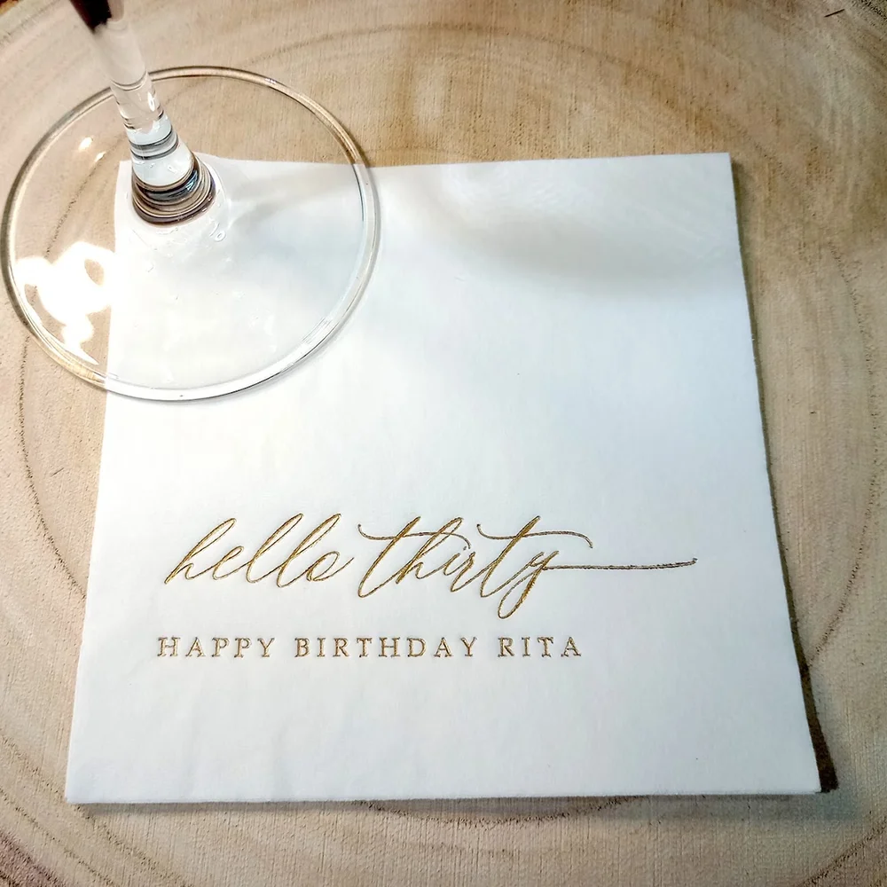 

Personalized 20 Sheets Milestone Celebration Cocktail Napkins Birthday Party Table Decoration Elegant Wedding Dinner Supplies
