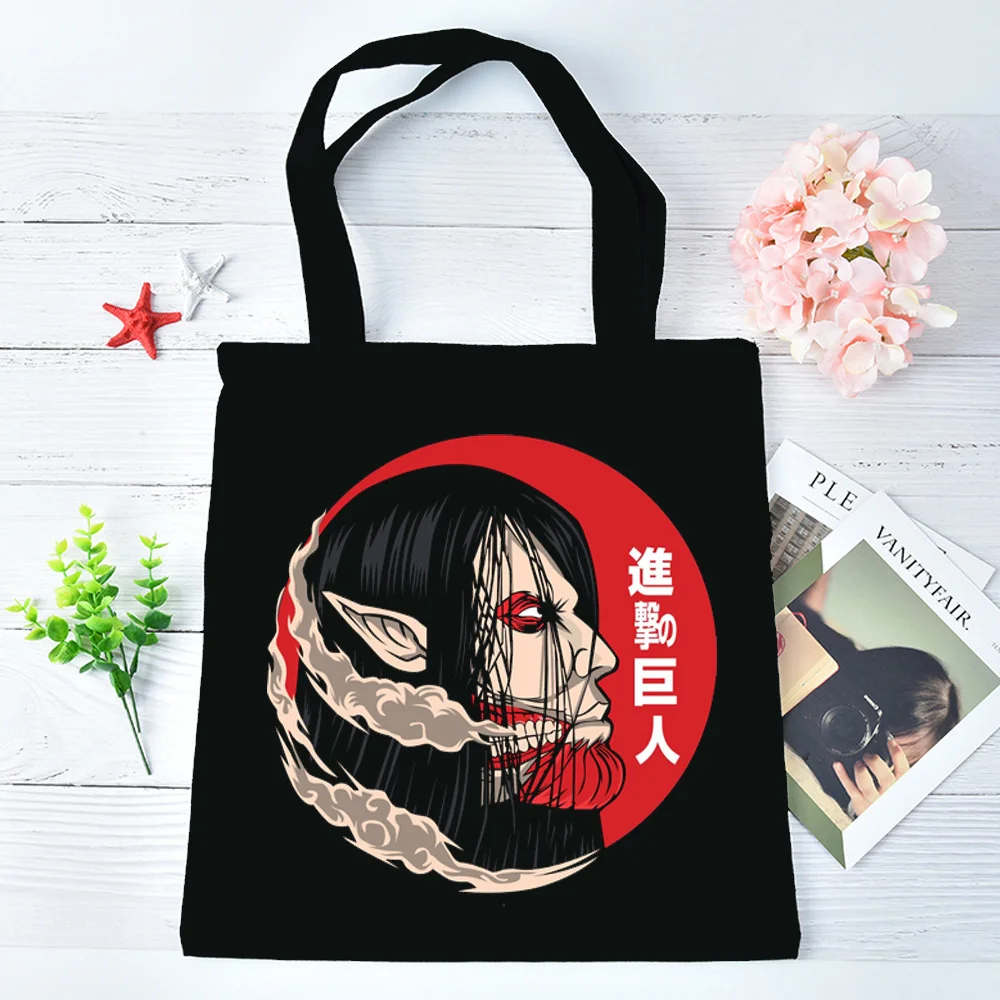 bolsa-tote-attack-on-titan-bolsa-de-tecido-shopper-bolsa-de-ombro-feminina