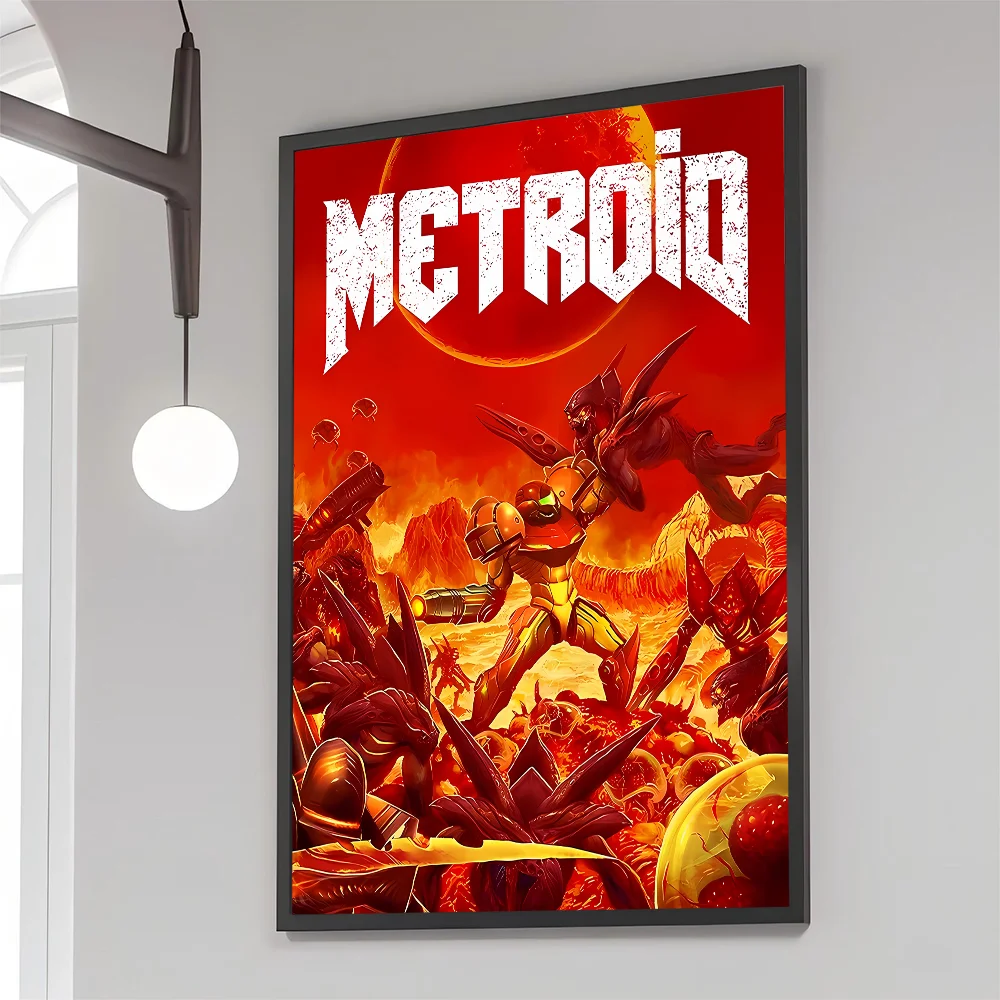 1PC Metroid Prime Poster Movie Sticky Posters Retro Kraft Paper Sticker DIY Room Bar Cafe Aesthetic Art Wall Painting