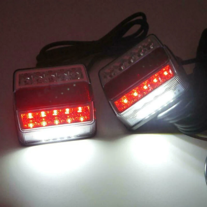 2Pcs 16LED Truck Rear Tail Lights 12V LED Turn Signal Indicator Waterproof Brake Lamp For Car ATV RV Trailer Boat Marker Truck