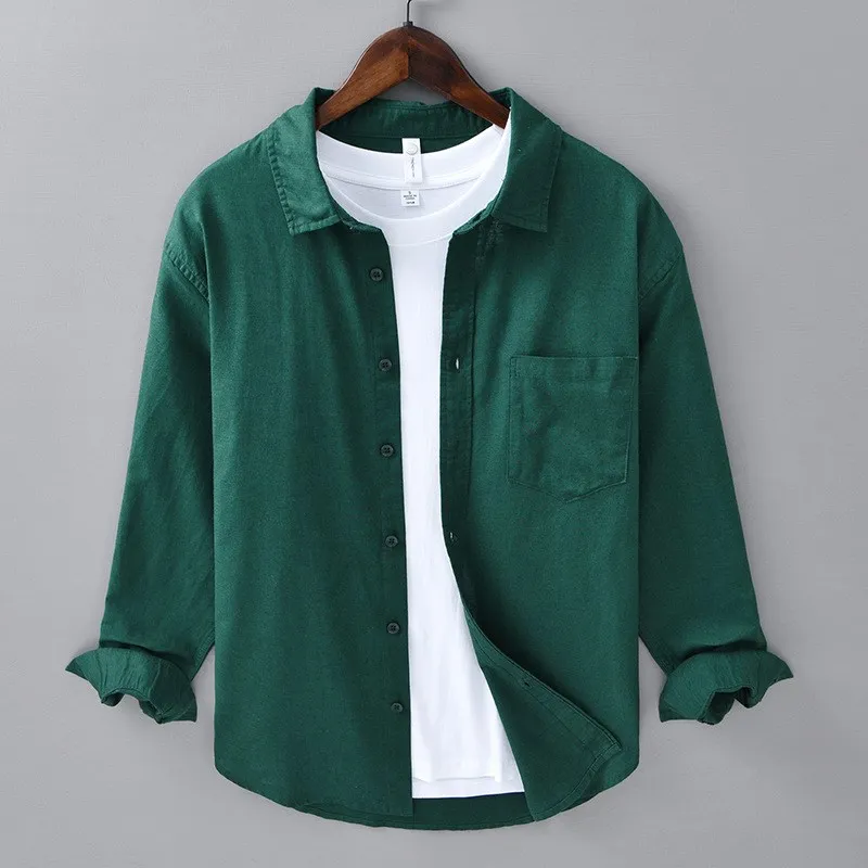 

Men's Busin Casual Linen Long Sve irt Spring Summer Breathable Moisture ng Stand Fit Youth Top Versatile Cott...