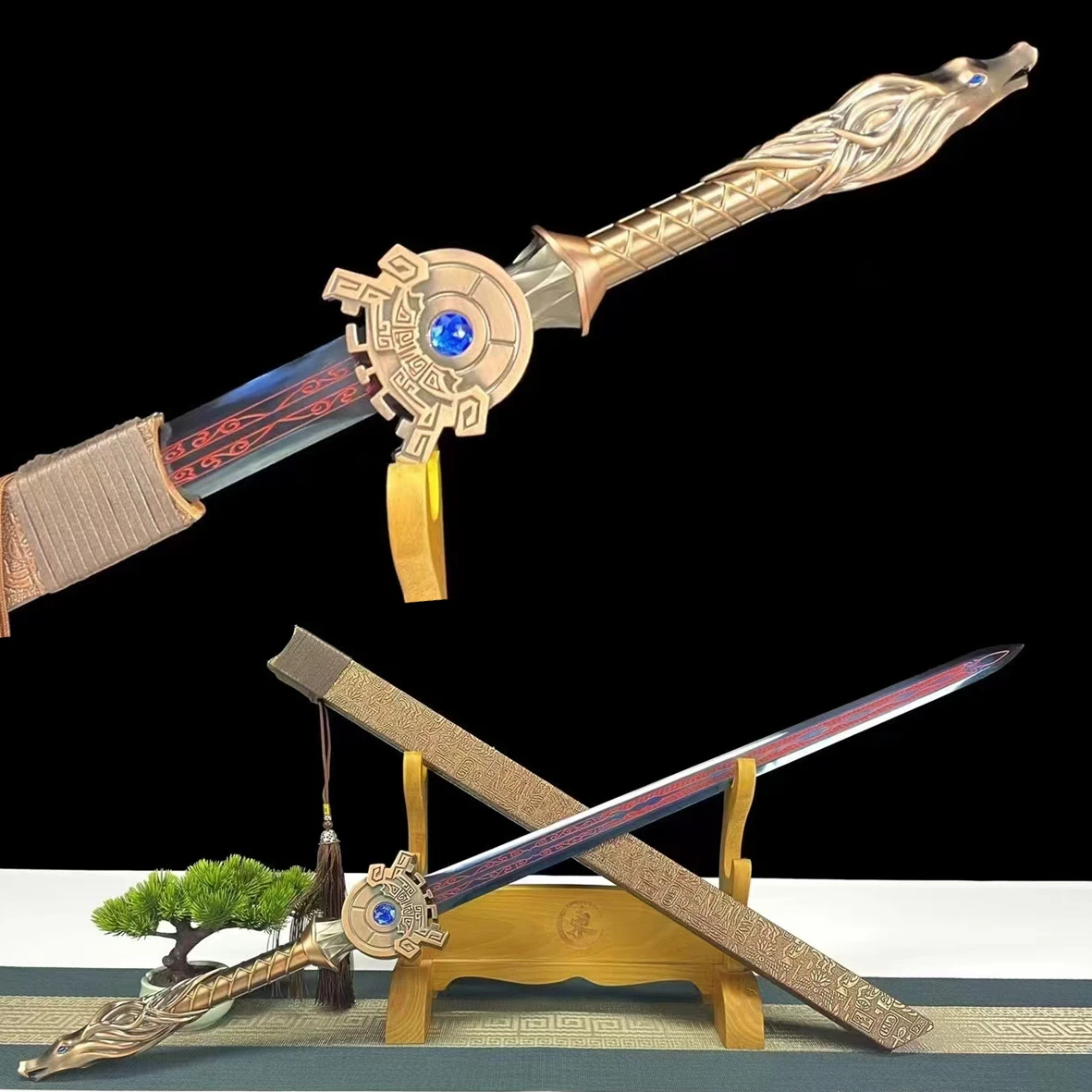 114cm Medieval feng shui sword, a beautiful and cool weapon for attracting wealth and warding off evil, indoor meditation amulet