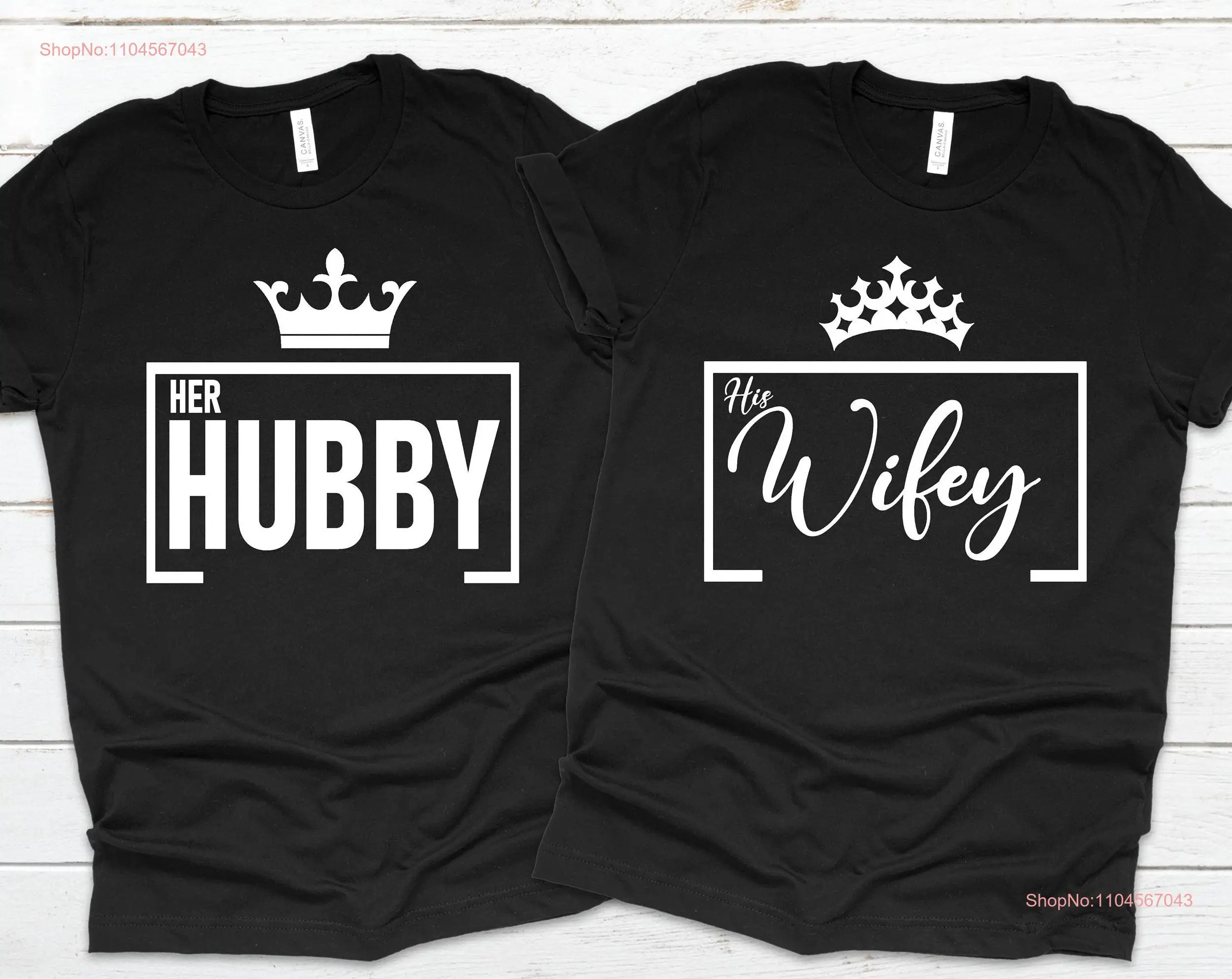 

Hubby and Wifey Couples T Shirt Wedding Honeymoon Valentines day Anniversary unisex men women's shirts