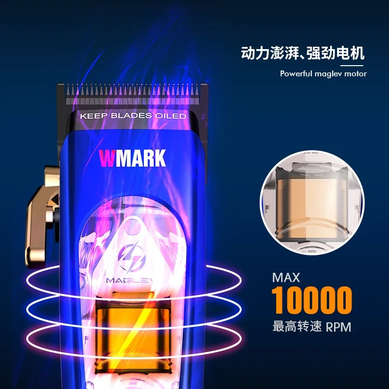 WMARK NG-9004 MAGLEV Motor 10000RPM Professional Electric Hair Clipper DLC Blade 3-color Magnetic Suction Housing Barber Shop