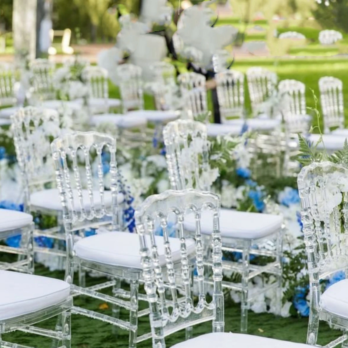 12pcs）Elegant Durable Design Clear Resin Plastic Transparent Crystal Wedding Acrylic Stackable Chair Outdoor Restaurant  2971