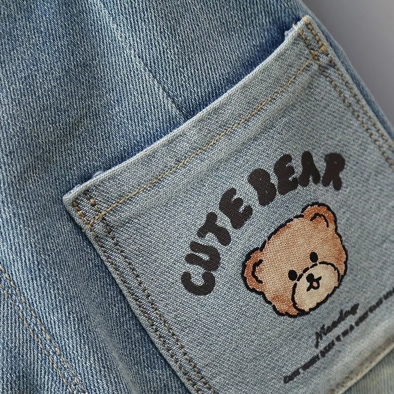 جينز بفتحات قطنية للأطفال، سراويل مريحة، سراويل كاجوال، ملابس مريحة، للأولاد والبنات، الأطفال، جديد، جودة ممتازة