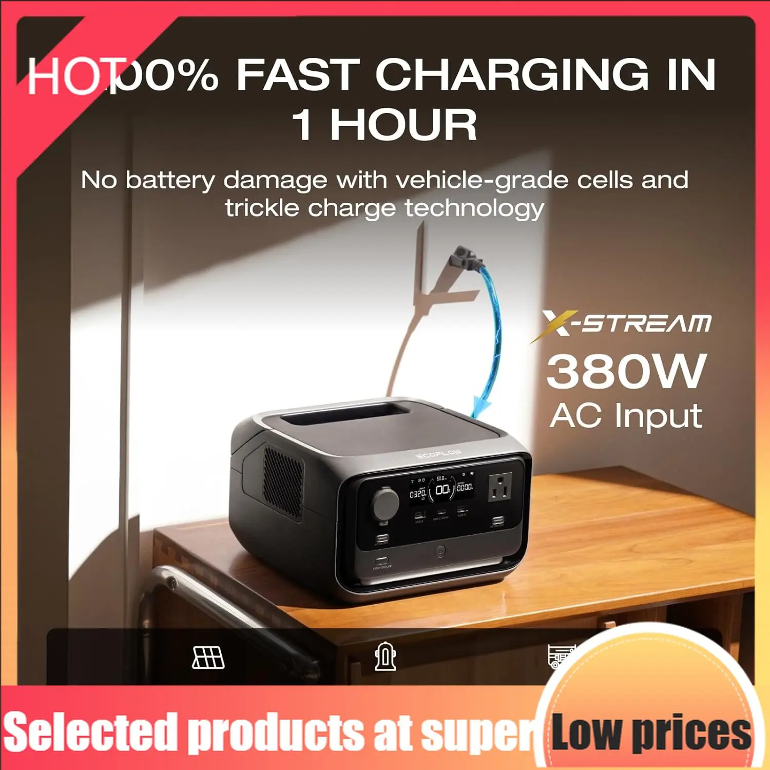 

Портативная электростанция ограниченной серии RIVER 3 Plus, аккумулятор LiFePO4 286 Вт·ч/12800 мА·ч, 3 выхода переменного тока до 1200 Вт, ИБП 10 мс, расширяемая