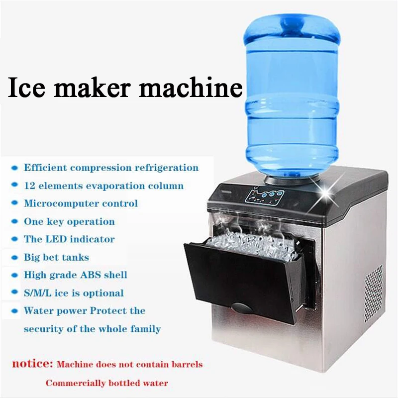 Máquina de hielo comercial, máquina de hielo grande sin conexión de 55 libras/24 horas, con contenedor de almacenamiento de hielo de capacidad de 3,3 libras, 2 modos de entrada de agua