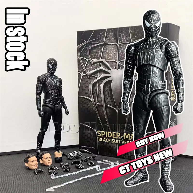 In Stock Ct Toys Spiderman Figure Tobey Maguire Black Suit Version Agent Anti Venom Anime Action Figure Figurine Toys Kids Gifts