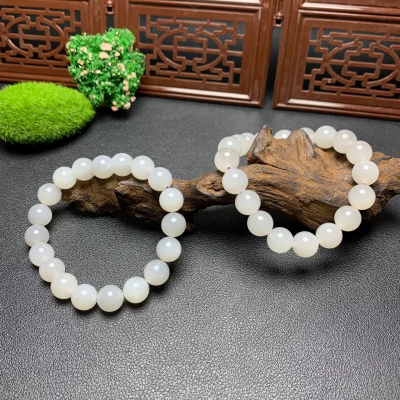

Natural Hetian Jade Bottom Ash Card 10 Bead Bracelet