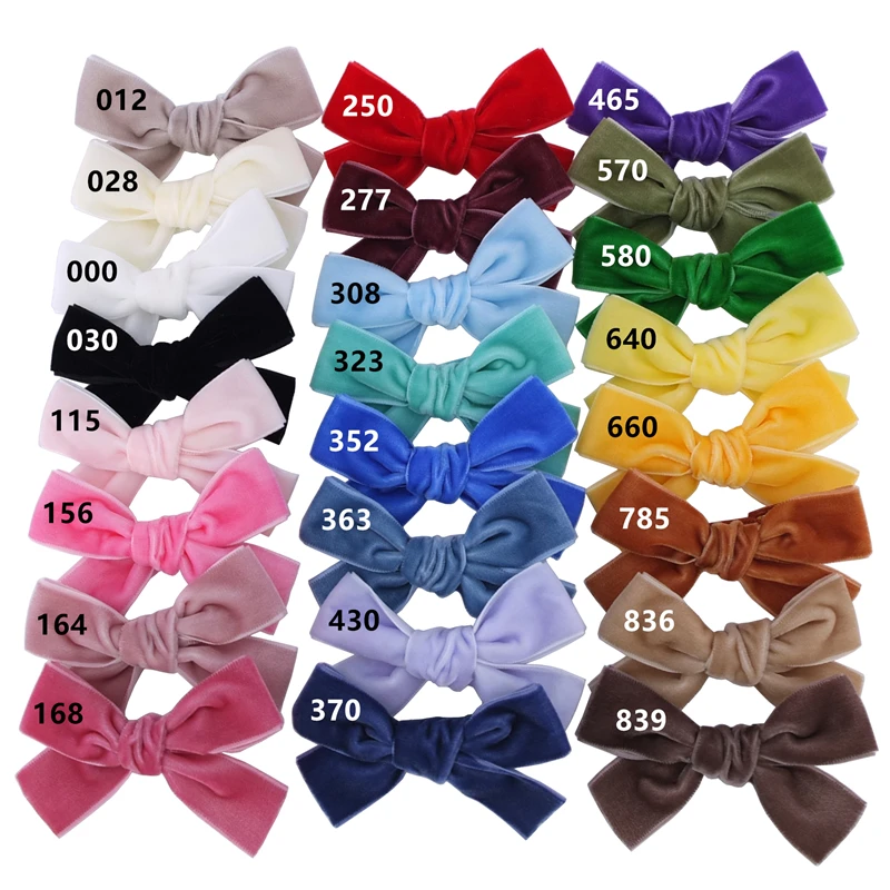 2 PCS Velvet Ribbon Bow Hair Clips for Baby Girls Toddlers Little Kids Hair Bow Lined Alligator Clips Hairgrips Accessories