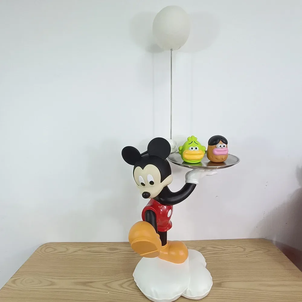 108cm Disney Cartoon Anime Micky mouse Tray LED Light figure Collection model Living Room resin Statue Home Decoration Ornament