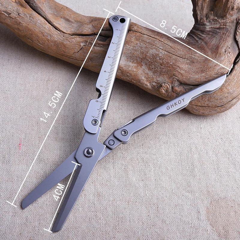 Tragbares EDC aus Edelstahl für den Außenbereich mit Loch zum Aufhängen, Mini-Klappschere, Camping, Wandern, Auto, Notfallwerkzeug