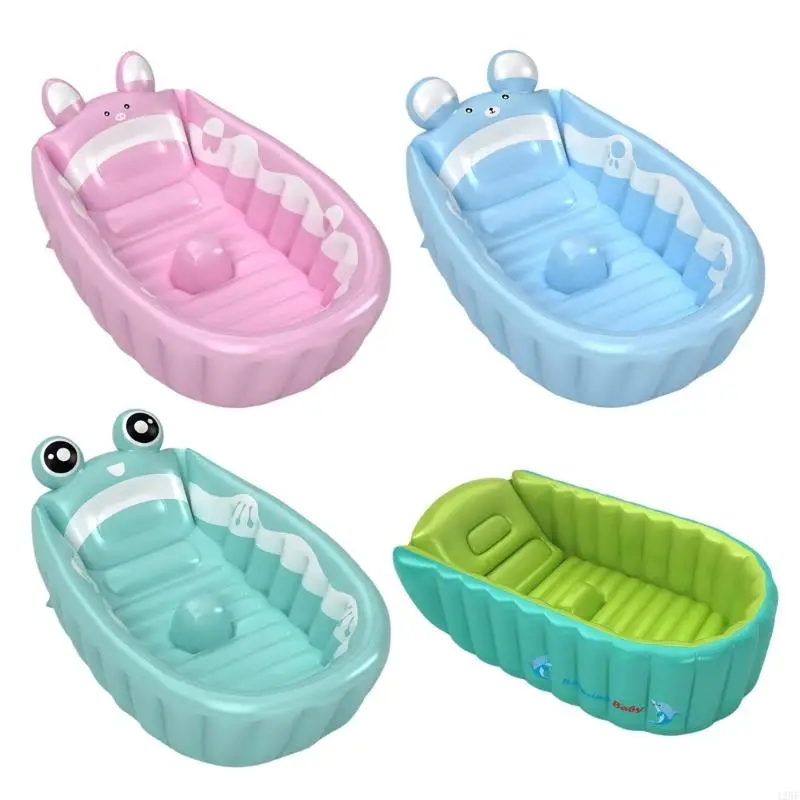 Travel Shower Basin Cartoon Animal Pattern Toddlers Inflatable Bathtub Portable Bathtub Baby Bathtub Blow Up Tub 425F