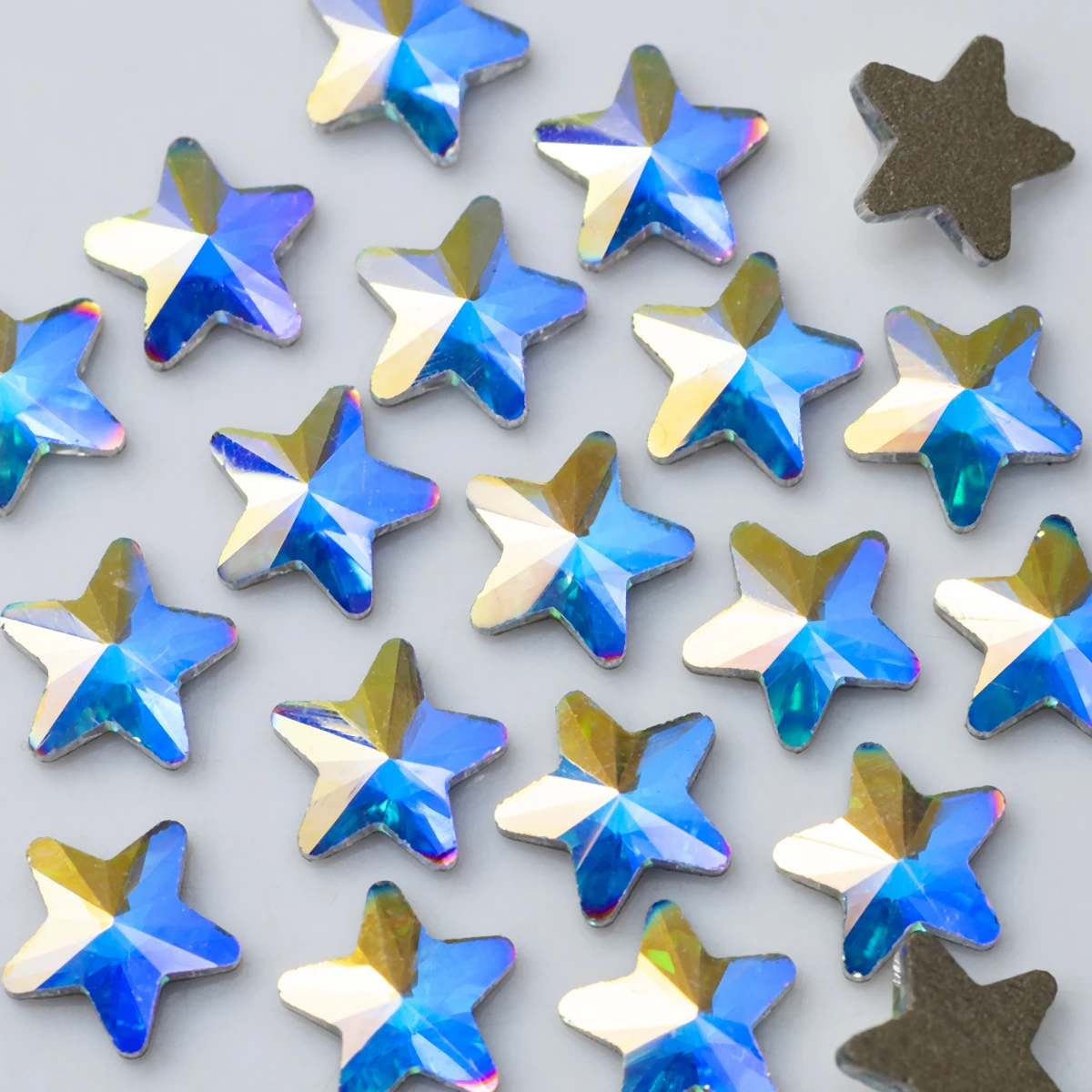 Super Glitter Rivoli Star 5mm 7mm Crystal Strass Flatback Non HotFix Nail Art Rhinestone 3D Glass Nail Charms Decorations