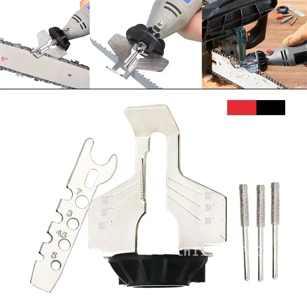 Attachment Chainsaw Sharpener Rotary Tool Chain Saw Sharpening Guide Drill Adapter Head Ruler