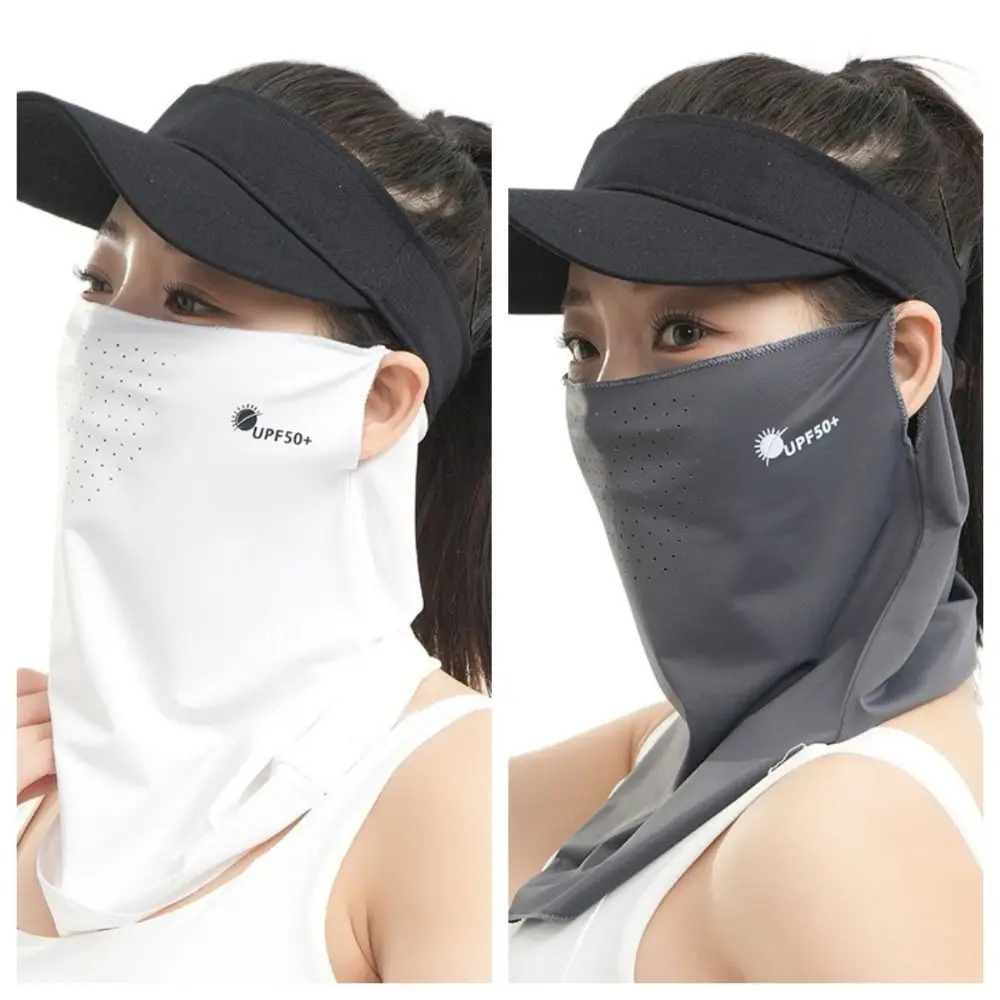 

Letter Summer Ice Silk Face Mask Breathable Sun Protection Sunscreen Face Veil Driving Mask Cycling Mask Neckline Face Cover