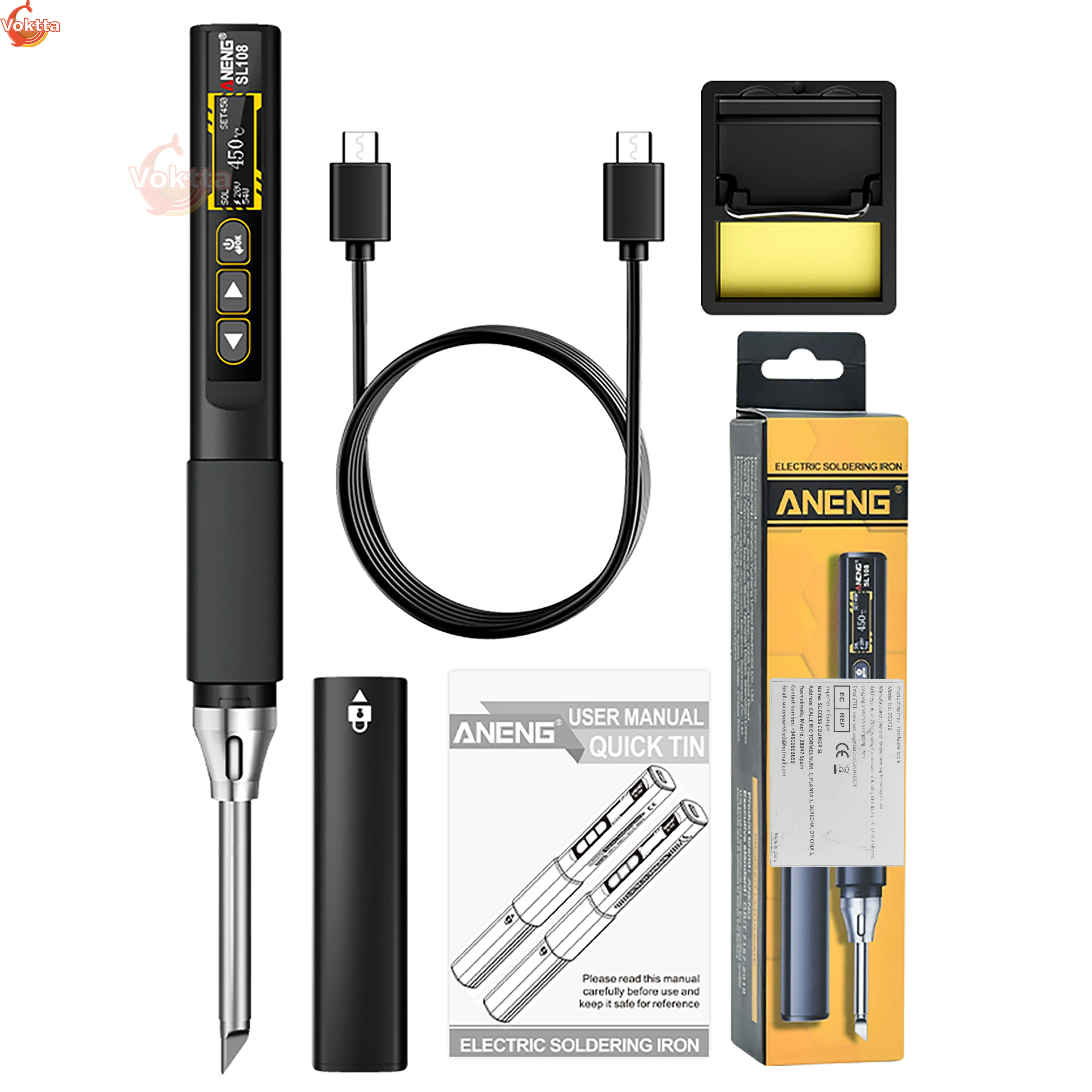Kit de ferro de solda de aquecimento rápido de ferro de solda elétrico inteligente 96W 100 ~ 450 ℃   Ferramenta de soldagem de caneta de solda de reparo de temperatura ajustável