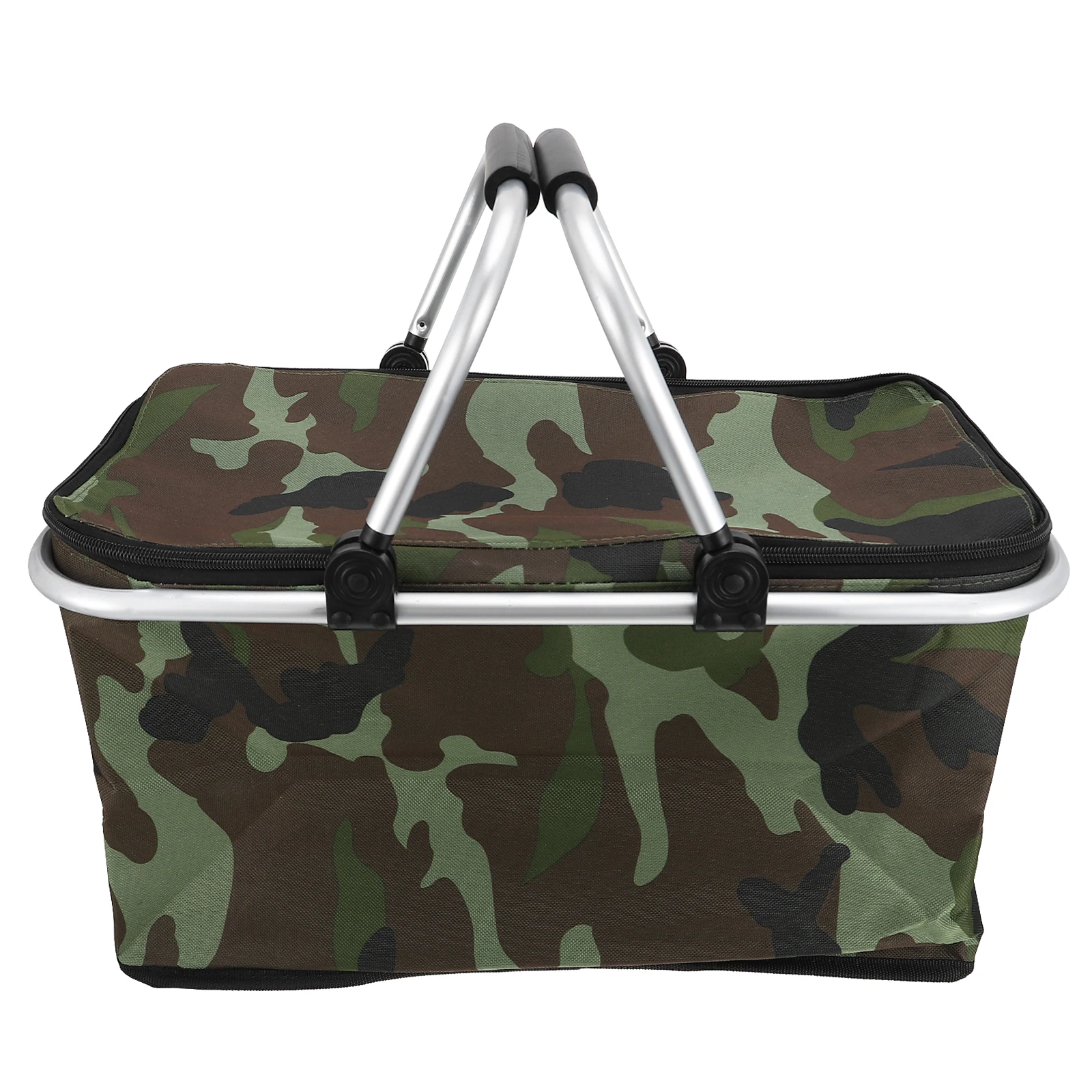 

Insulated Picnic Basket Large Size Cooler Bag Leakproof Portable Outdoor Storage Oxford Cloth Aluminum Frame Pearl Cotton