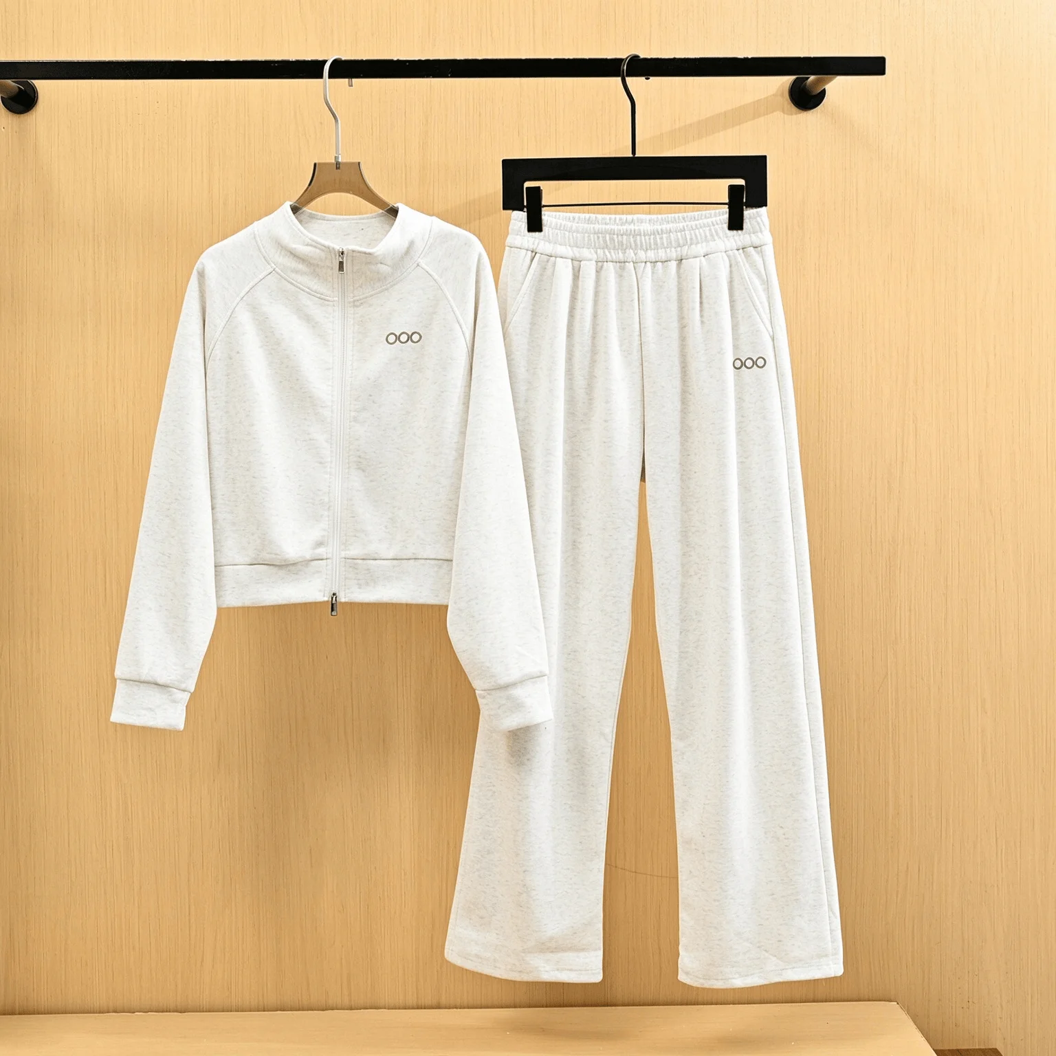 New Letter Set Casual Sports Hooded Sweatshirt Hoodie Stand Collar Top Pants Set