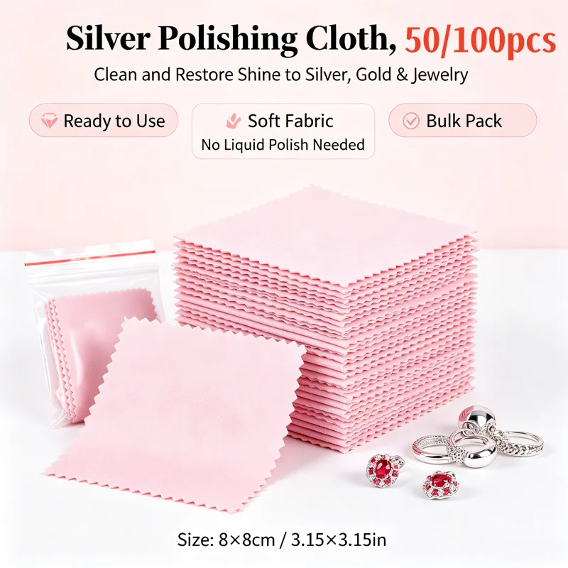 Silver Polishing Cloth Jewelry Cleaning Cloth 8x8cm 50/100PCS Anti Tarnish For Watch Gold Silver Tool