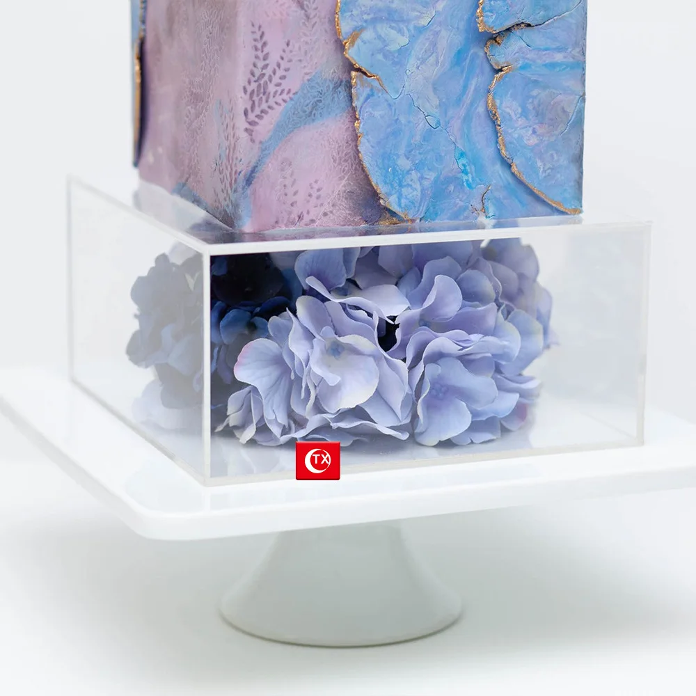 Quadratischer Acryl-Hochzeitstorten-Trenner, Ständer, Abschlussfeier, Kuchen, Geburtstag, befüllbare Waren, transparente Kuchenstufe – Detail 12