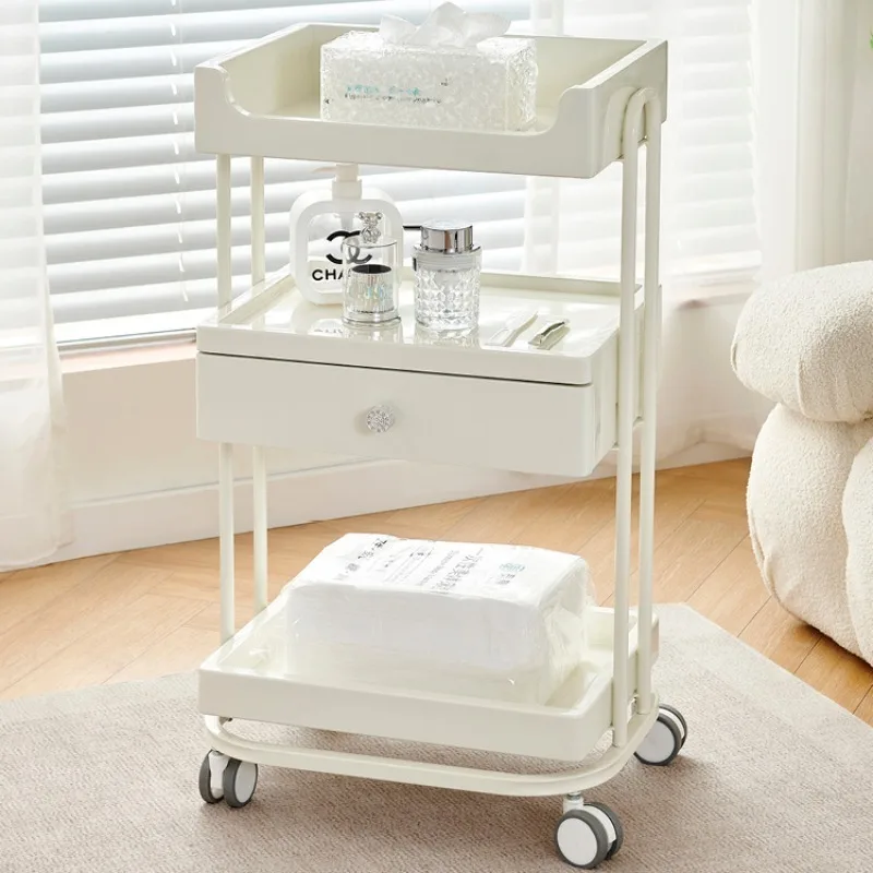 Beauty Utility Salon Trolley Ausrüstung Weißes Haar Rollwerkzeuge Wagen Lagerung Maniküre Carrello Estetica Barbershop Möbel HD