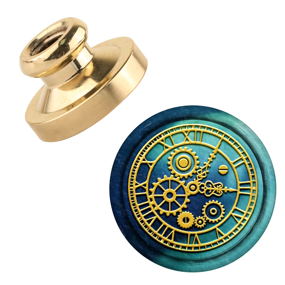 Relógio selo cabeça selo de cera do vintage selo removível bronze vedação cera cabeça personalidade para decoração letras cartões