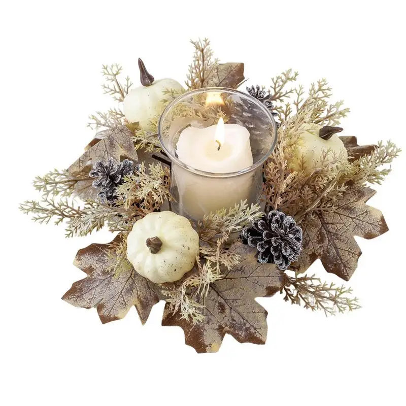 

Autumn Candle Wreath Fall Candle Garland Ring Decor Rugged Construction Decorative Tool For Dinner Table Mantel Shelf Door