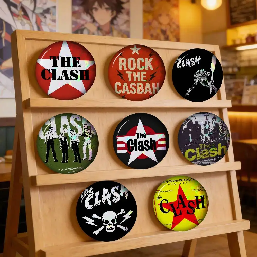Rock Band The Clash Cushion   Soft Button Pin Round Metal Badge Lapel Pin Parts Gift Friends Kid Jewelry