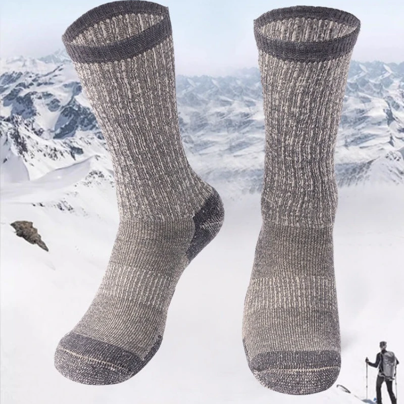 

1 пара термоносков из мериносовой шерсти, зимние сохраняющие тепло, мягкие лыжные походные носки, спортивные уличные термоноски для сноуборда, утепленные для мужчин и женщин