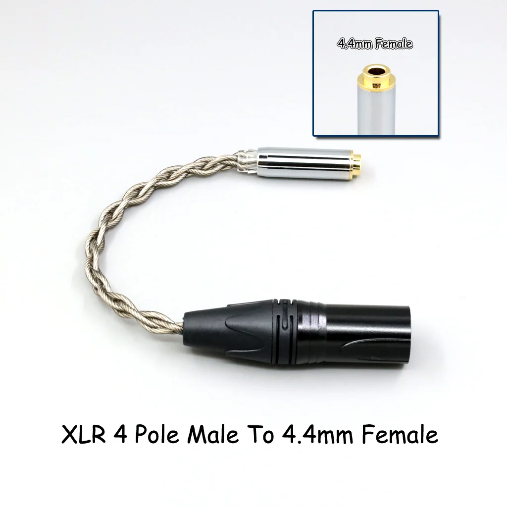 99 % reines Silber + Graphen versilbertes Schild-Kopfhörerkabel für 4,4 mm, 3,5 mm, 2,5 mm XLR 6,35 mm Stecker auf Buchse, Adapter-Konverter – Detail 12