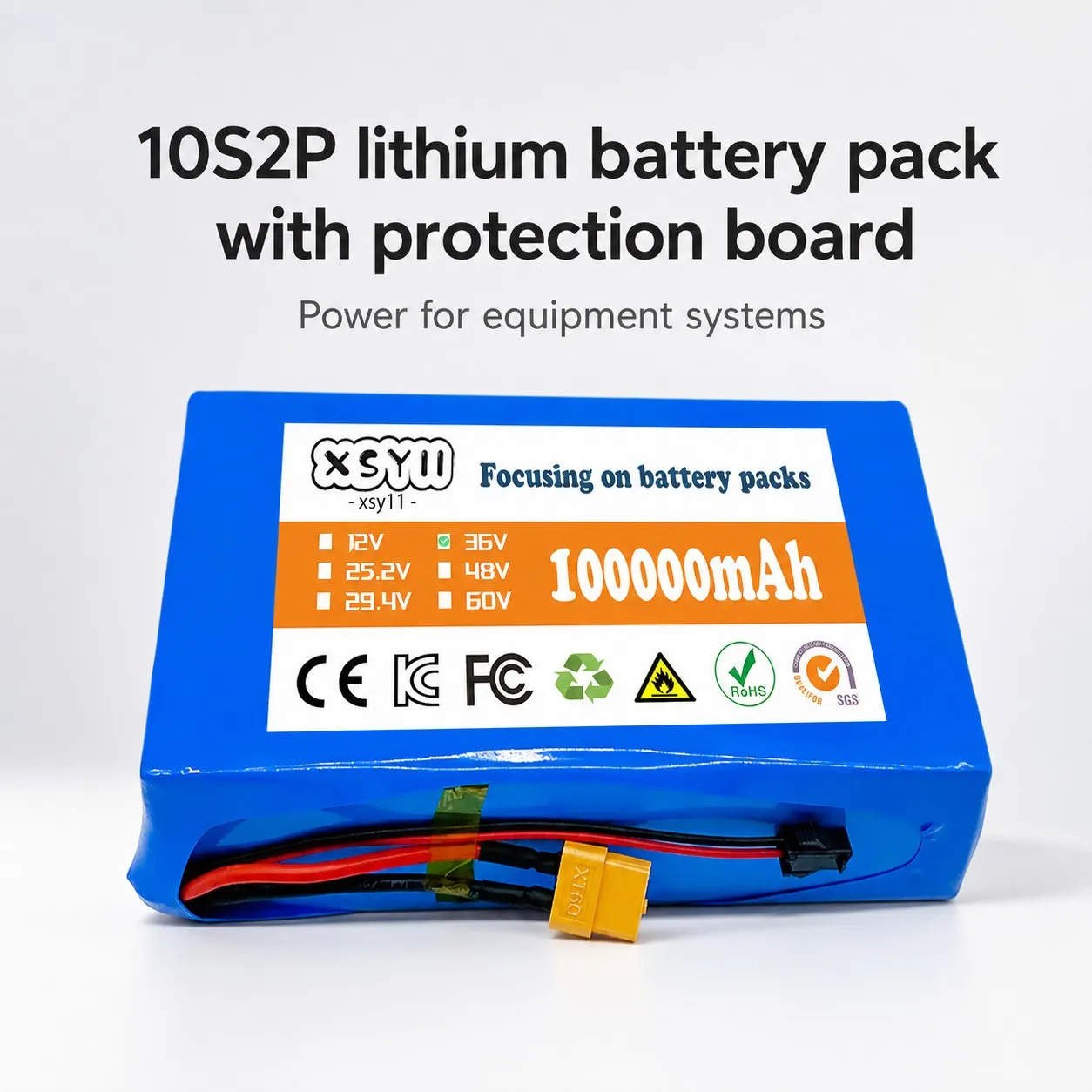 36V 10S2P 100000mAh Li-Ion Battery Pack With Protection Board for Scooter E Bike Repair Connector Options Harness Match Check
