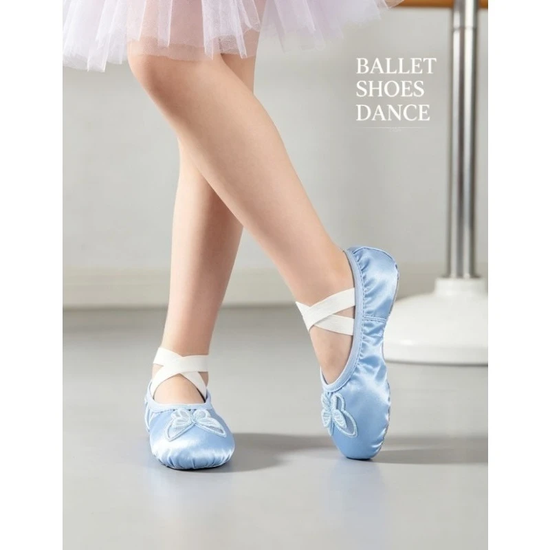 

Kids Embroidery Butterfly Ballet Girls Dance Shoes Soft Sole Slippers Princess Style for Daily Class Training Stage Performance