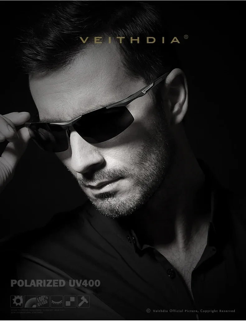 Veithdia aluminium herren sonnenbrille polarisiert uv400 linse männliche spiegel brille sport radfahren outdoor brillen zubehör 6562 – Detail 5