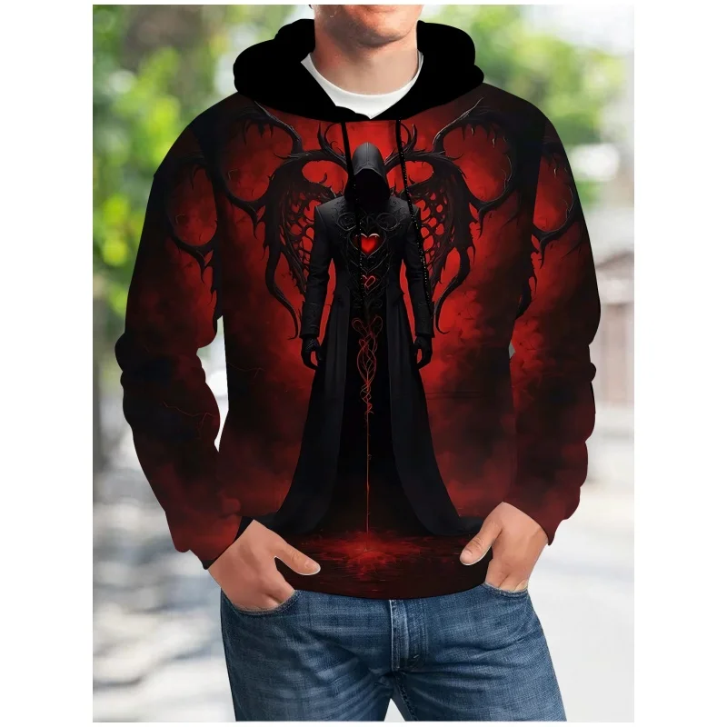 2024 Death Skull Angel and Demon 3D full print men\'s vest autumn and winter fashion original hoodie hoodie casual clothing