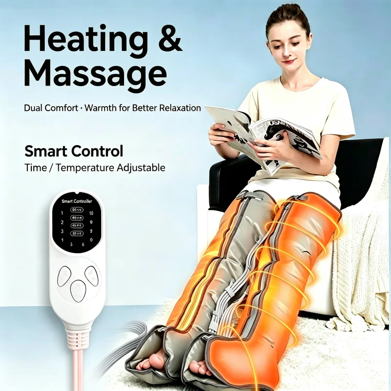 Jinkairui Heated Electric Air Compression Leg Massager Home Use Kneading Massage for Post‑Workout Relaxation Ideal Gift